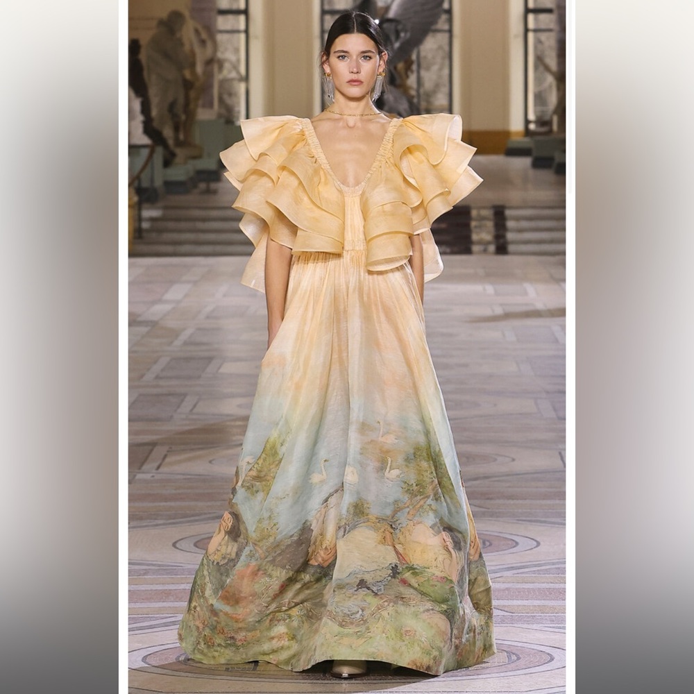 Zimmermann Lyrical Frilled Linen-Silk Gown